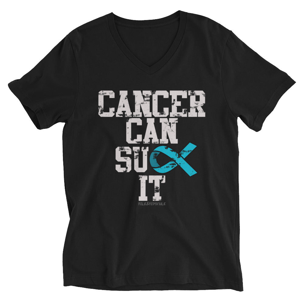 Cancer Can Suck It | Teal | Unisex Short Sleeve V-Neck T-Shirt